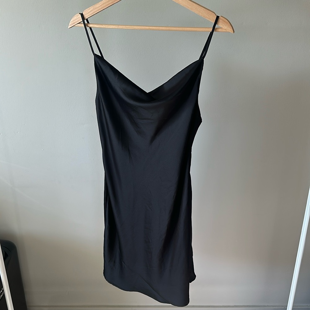 Urban Outfitters Black Cowl Neck Satin Dress